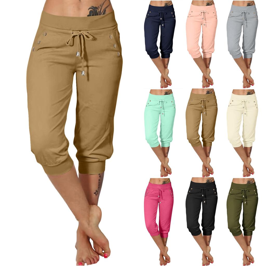Pants For Women Casual Summer Drawstring Elastic Waist Pant With Pockets