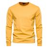 Solid Color Cotton T Shirt Men Casual O-neck Long Sleeved Mens Tshirts Spring Autumn High Quality Basic T-shirt Male