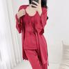 Spring and Autumn Three-piece Pajamas, Sexy Lace Home Wear, Casual Satin Pajamas, Women's Underwear, Home Wear