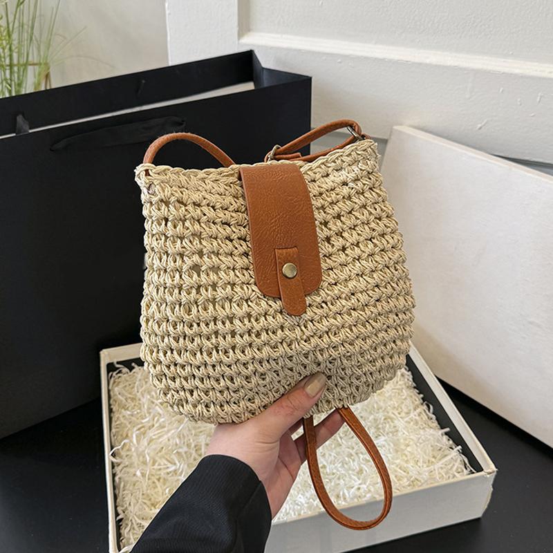 Women's Straw Fabric Shoulder Bag Large Capacity Messenger Bag Crossbody Beach Holiday Summer Fashion