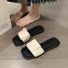 One-word Low-heeled Slippers Women's Summer Wear 2025 New Woven Fashion Cool Slippers Women's Shoes