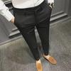 Men's Slim Fit Striped Plaid Trousers - Casual Korean Style with British Flair