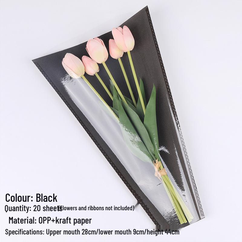 Chinese Style Transparent Floral Packaging Bag - Waterproof Kraft Paper