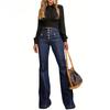 Women's Fashion Denim Casual Solid Color Print High Waist Buttons Trousers Pants & Capris