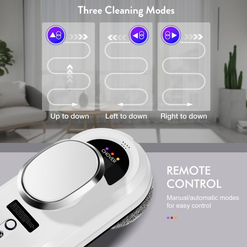 Window Cleaning Robot, Smart Glass Cleaning Robot with 5600pa Strong Suction Power, Remote Control Window Cleaning Robot for Windows/tiles