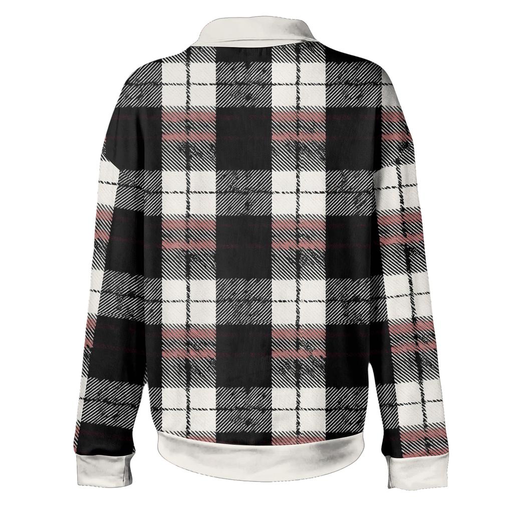 Ladies' Plaid Printed Casual Long Sleeved Sweatshirt Top