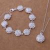 925 Sterling Silver Plated Rose Flower Jewelry Set - Bracelet & Necklace In European and American Fashion Style