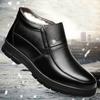 Fashion Mens Winter Plus Velvet Warm Cotton Boots Leather Boots Men's Warm Business Shoes Leather Wedding Dress Shoes