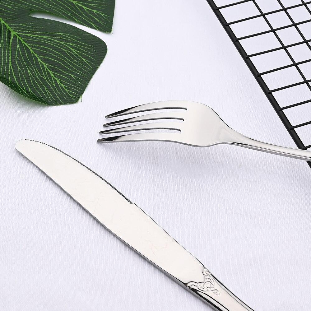 1Pcs Retro Silver Tableware Cutlery Set Silverware Stainless Steel Vintage Luxury Wedding Western Dinnerware Flatware