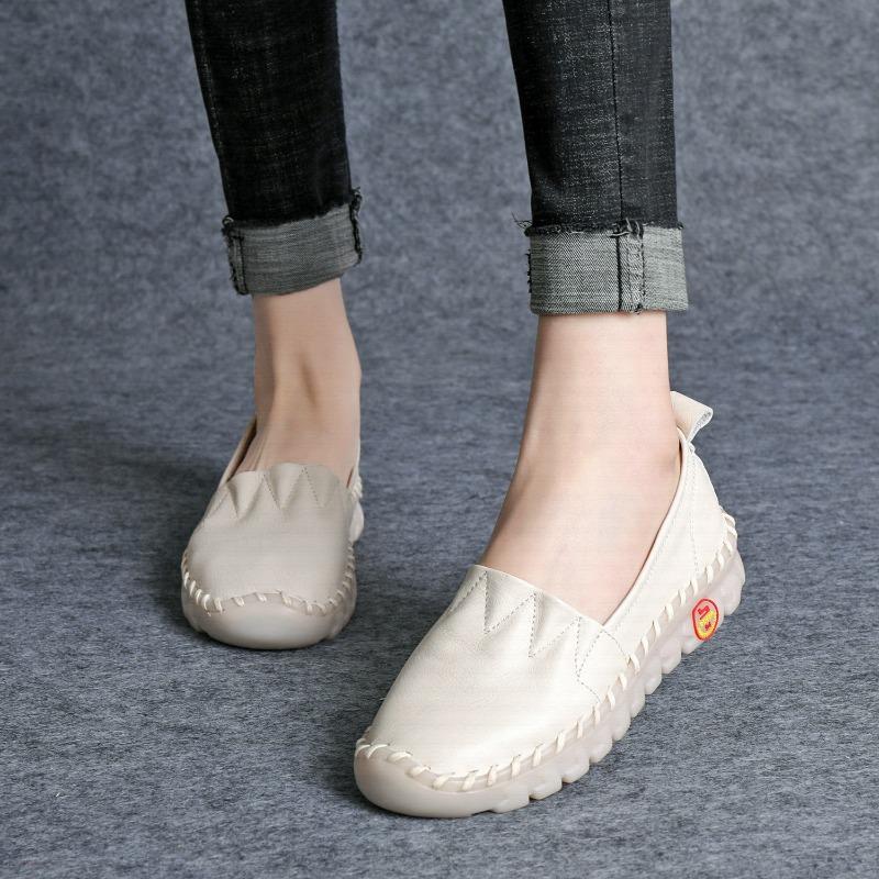 Leather Women's Shoes Flat Single Shoes Soft Bottom Leather Shoes