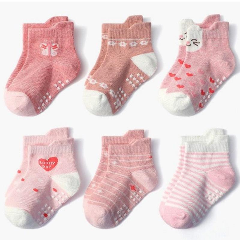 12pairs/lot Baby Floor Socks Girls Cotton Children's Anti-slip Boat Low Cut Sock 1-5Years