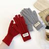 Solid Color Gloves Women'S Finger-Exposed Mobile Phone Touch Screen Wool Knitted Thickened Warm Couple Fashion Gloves