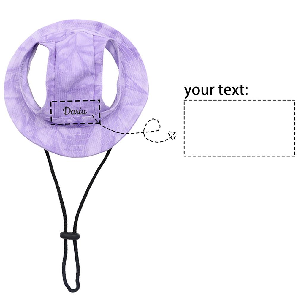 Персонализированная вышивка на заказ Питомец - линяющий Открытые уши Регулируемая веревочная пряжка Панама Кошка Собака Солнечная шляпа Маленькая собака Солнечная шляпа