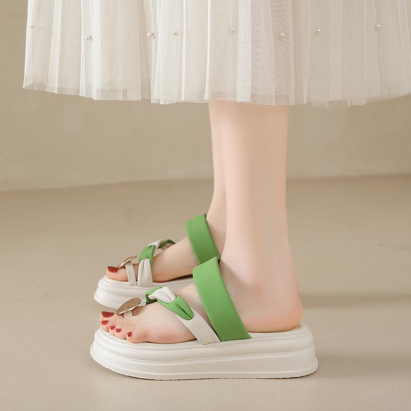 CRLAYDK Women's Platform Sandals Open Toe Slip On Strap Slides Dressy Casual Summer Flip Flops Shoes Travel Beach Slippers