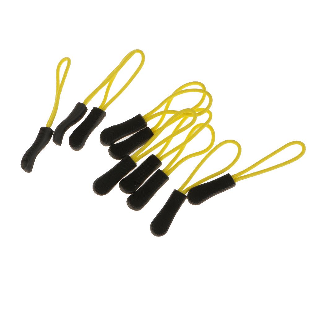 10pcs Zipper Pulls Replacement Zip Cord Puller Slider Jacket Backpacks Black