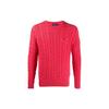 Polo Solid Color Cable Knit Simple Long Sleeve Sweater Men Sweater Red 710775885-007