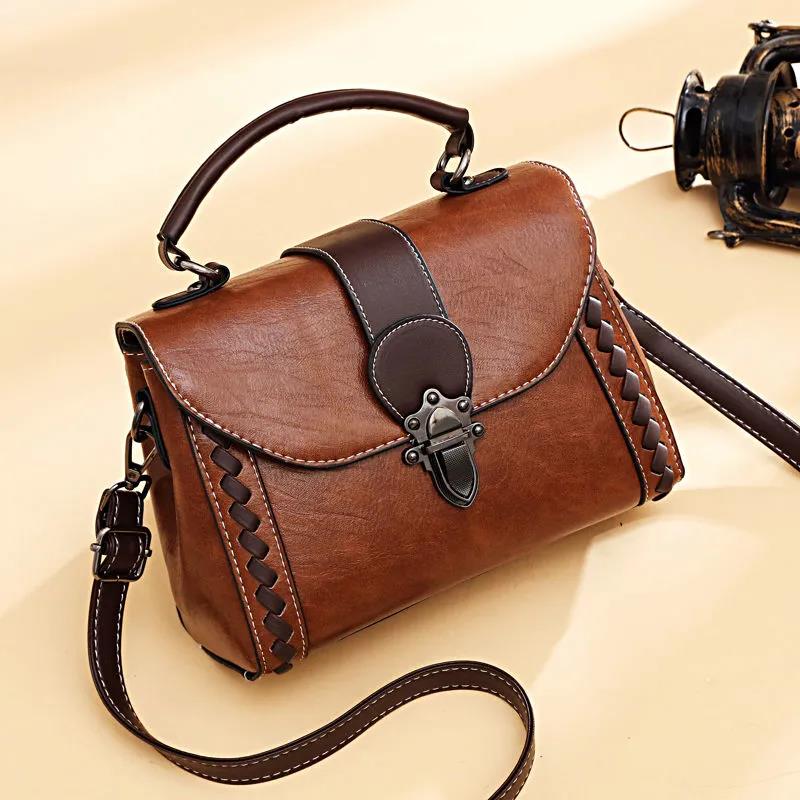 Women PU HandBag Women Single Shoulder Bags Casual Small Square Bag Leather Stitching Soft Messenger Bag
