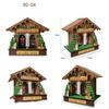 Creative Wooden House Barometer Thermometer,Wall Mounted Weather Hygrometer Home