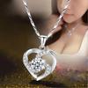 New Luxury Crystal CZ Heart Pendant Necklace Necklace Original 925 Silver Chain Necklace Women Jewelry