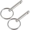 Marine 316 Stainless Steel Quick Release Pin Bimini Top Pin, Diameter 0.25"(6.3mm), Overall Length 2"(51mm), Usable Length 1.54"(39Mm)