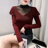 Glossy Silk Base Shirt for Women In Winter Mesh Top Slim Fitted with Long-sleeved T-shirt