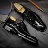 Fashion Men's Shoes New Fall Leather Shoes Men's Monk Shoes Square Toe Shoes Men's Buckle Business Wedding Shoes D440