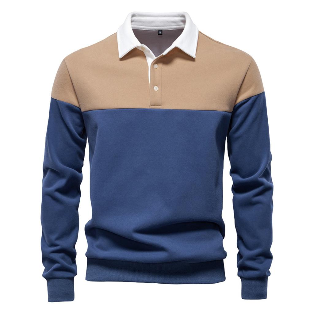 Men's Colorblock Button Lapel Long Sleeve Top Men's Casual Fashion Shirt