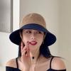 1 Piece Bow Hollow Stitching Panama Hats Fisherman Uv Protection Sun Hat Summer Women'S Bucket Foldable Basin Sunscreen Cap
