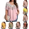 Plus Size Women's Casual Round Neck Pleated Short Sleeve Solid Color Top
