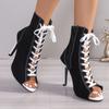 Fashion Women's Dancing Shoes Jazz Shoes Latin Tango Ballroom Swing Dance Boots Fish Mouth Boots High Heeled Gladiator Sandals for Ladie