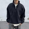 Men Fall Winter Sweatshirt Half-zipper Stand Collar Pure Color Loose Pullover Long Sleeves Casual