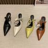 2025 Summer Women's Slippers Fashion Point Women Pumps Designer Bottom Slingback Sandals Woman Leather Pu Low-heel Beach Shoes