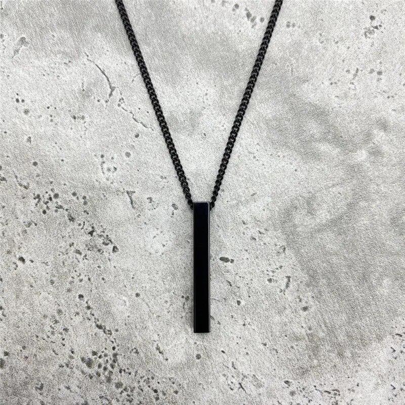 Fashion Geometric Rectangular Necklace for Men Hip-hop Retro Three-dimensional Column 2mm Pendant Male Dominant Jewelry Gift