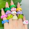 Trendy Cute Resin Colorful Rings for Women Frog Bird Animals Statement Jewelry Accessories
