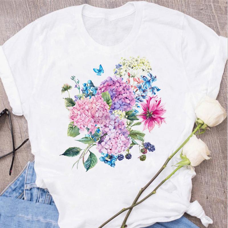 New Red Rose Print Women T Shirt Black T Shirt Harajuku Korean Style Graphic Tops Kawaii Female T-shirt Tops Women T Shirts