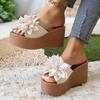 Summer New Large Size Women's Slippers Fashionable and Simple Three-dimensional Large Flower Wedge Sandals Women's Sandals