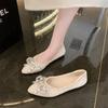 Spring Woman Elegant Square Toe Sequins Kawaii Ballet Flats Barefoot Designer Luxury   Female Shoes Party