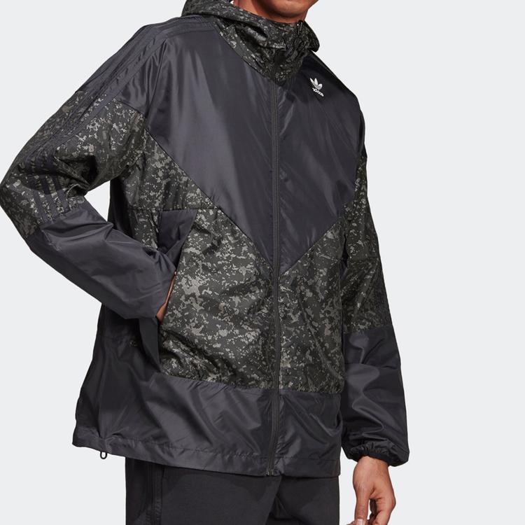 Adidas Оригинальный трилистник с логотипом в стиле пэчворк, повседневная спортивная куртка с капюшоном, мужские куртки черного цвета DW5170