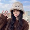 Fisherman's Hat Autumn And Winter New Padded Warm Hundred With Bucket Hat Tide Winter Plush Fluffy Pot Hat Women's Hat