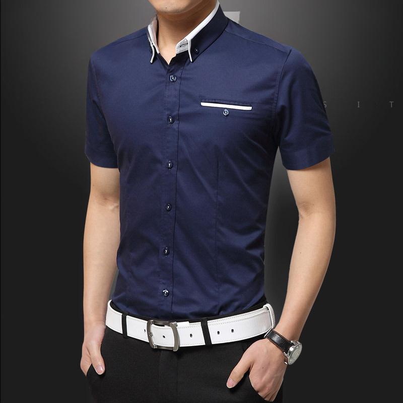 Men's Slim Fit White Short Sleeve Business Casual T-Shirt