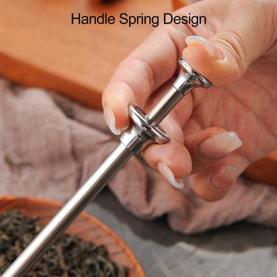 Фильтр для заваривания чая из нержавеющей стали, многоразовый, легко использовать для листового чая с длинной ручкой