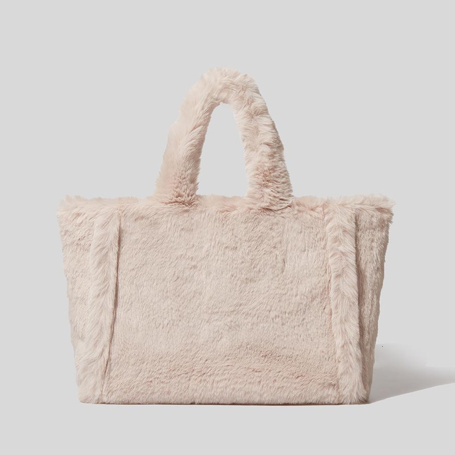 Fashion Large Tote Bag Luxury Plush Women Handbags Designer Lady Hand Bags Fluffy Soft Plush Shopper Bag Warm Winter Sac 2022 KTY