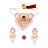 Pink Meenakari Cascading Waterfall Choker Necklace Earring & Ring Set For Women