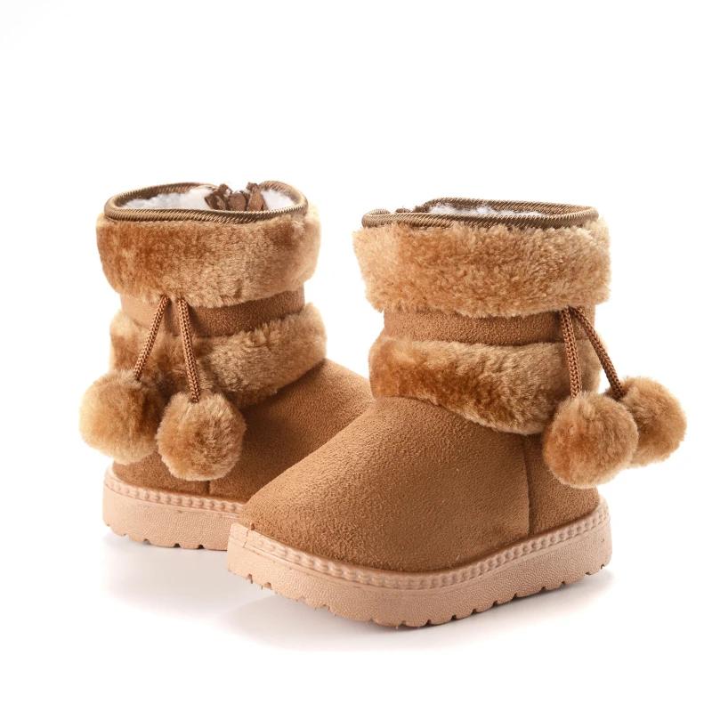 Child Shoes New Trendy Winter Boots for Children Thick Soled Wool Ball Snow Boots Winter Cotton Inserts Girl Sneakers Botas Niña
