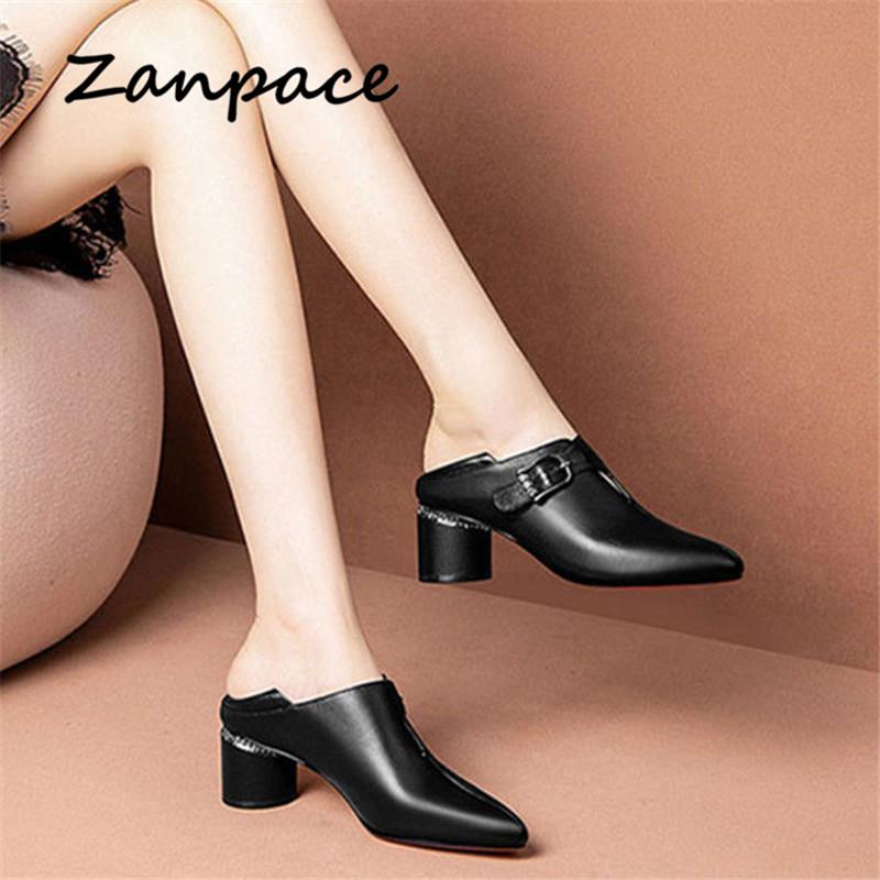 ZANPACE New Women's Ankle Boots 2024 PU Leather Autumn Winter Women Shoes Pointed Toe Buckle Strap Autumn High Boots Women