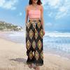 Women Summer Boho Palazzo Pants High Waist Wide Leg Floral Printing Casual Trousers With Pockets