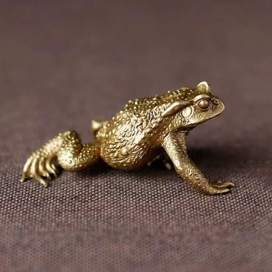 Латунная статуэтка жабы, латунная фигурка лягушки, приносящая удачу, модель статуи, скульптура, игрушка, настольное украшение фэн-шуй, украшение, праздничный подарок ARI
