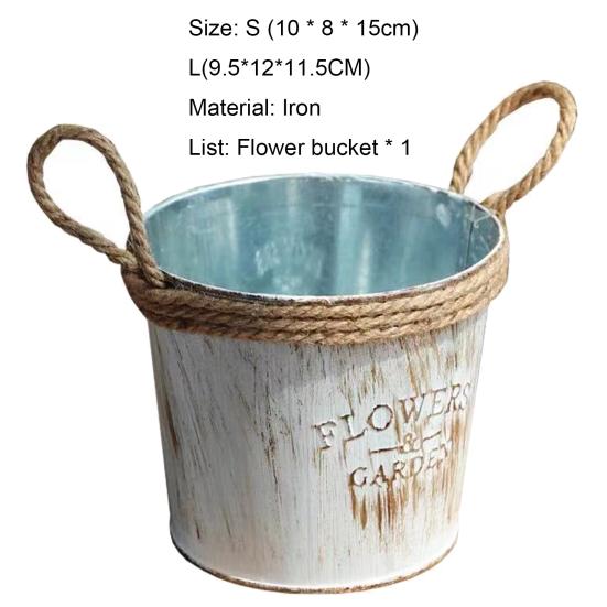 Useful Rope Handle Vintage Reusable Corrosion-Resistant Flower Holder Plant Pot