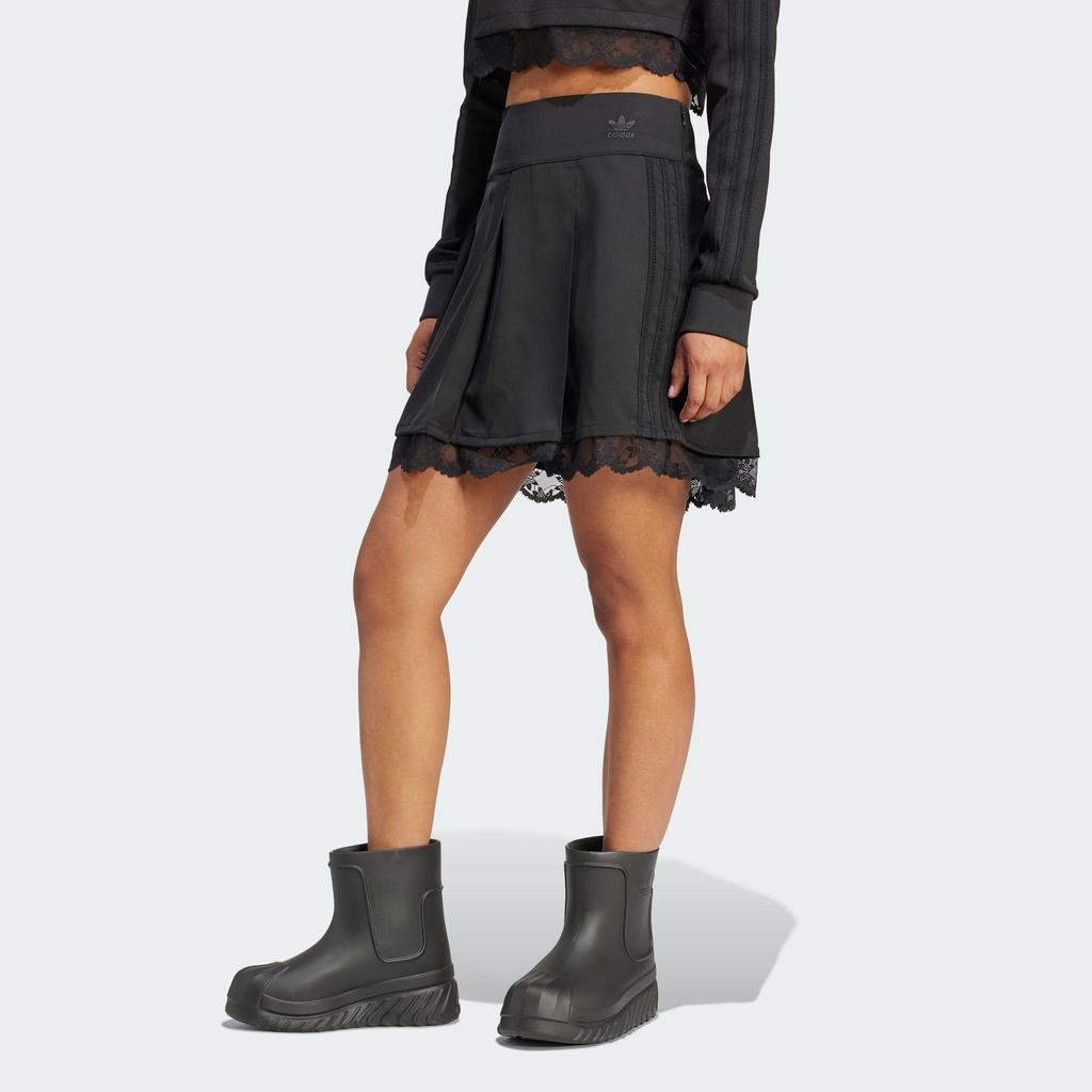 Adidas Оригинальная однотонная кружевная отделка, спортивная повседневная мини-юбка, женская нижняя часть, черная IZ5002