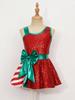 Girls Christmas Shiny Sequin Sleeveless Dress Ballet Dance Leotard Dress Christmas Party Performance Costume